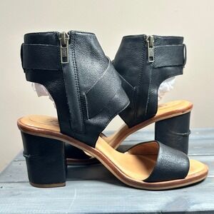 UGG Women's Black Leather Gladiator Heeled Sandals Booties‎ Size 6.5